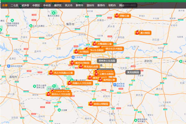 郑州墓地分布图
