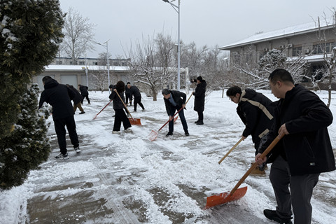 北京市潮白陵园全体职工开展扫雪除冰行动
